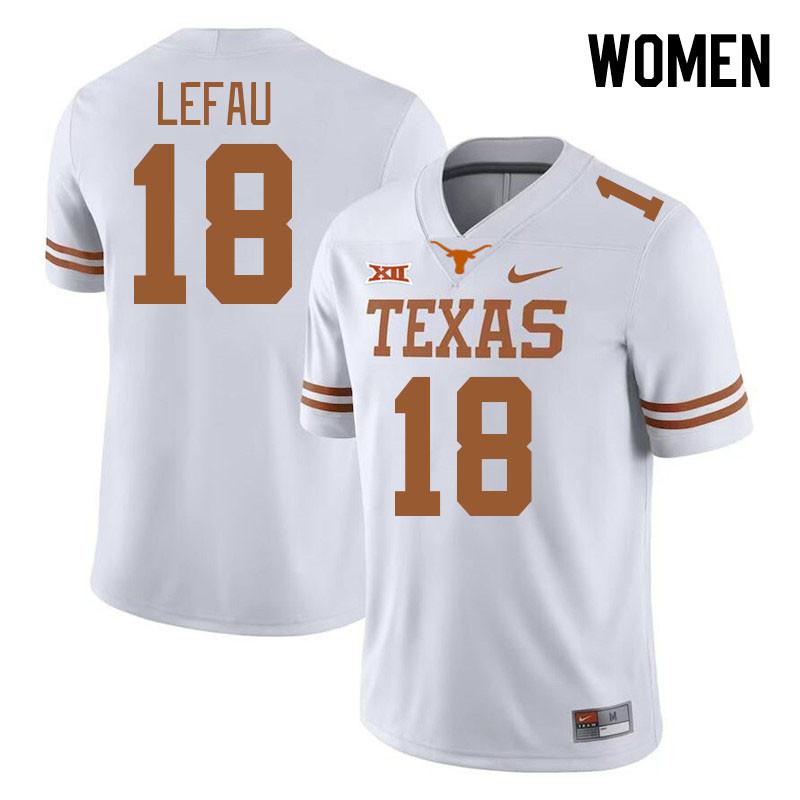 Women #18 Liona Lefau Texas Longhorns 2023 College Football Jerseys Stitched-White
